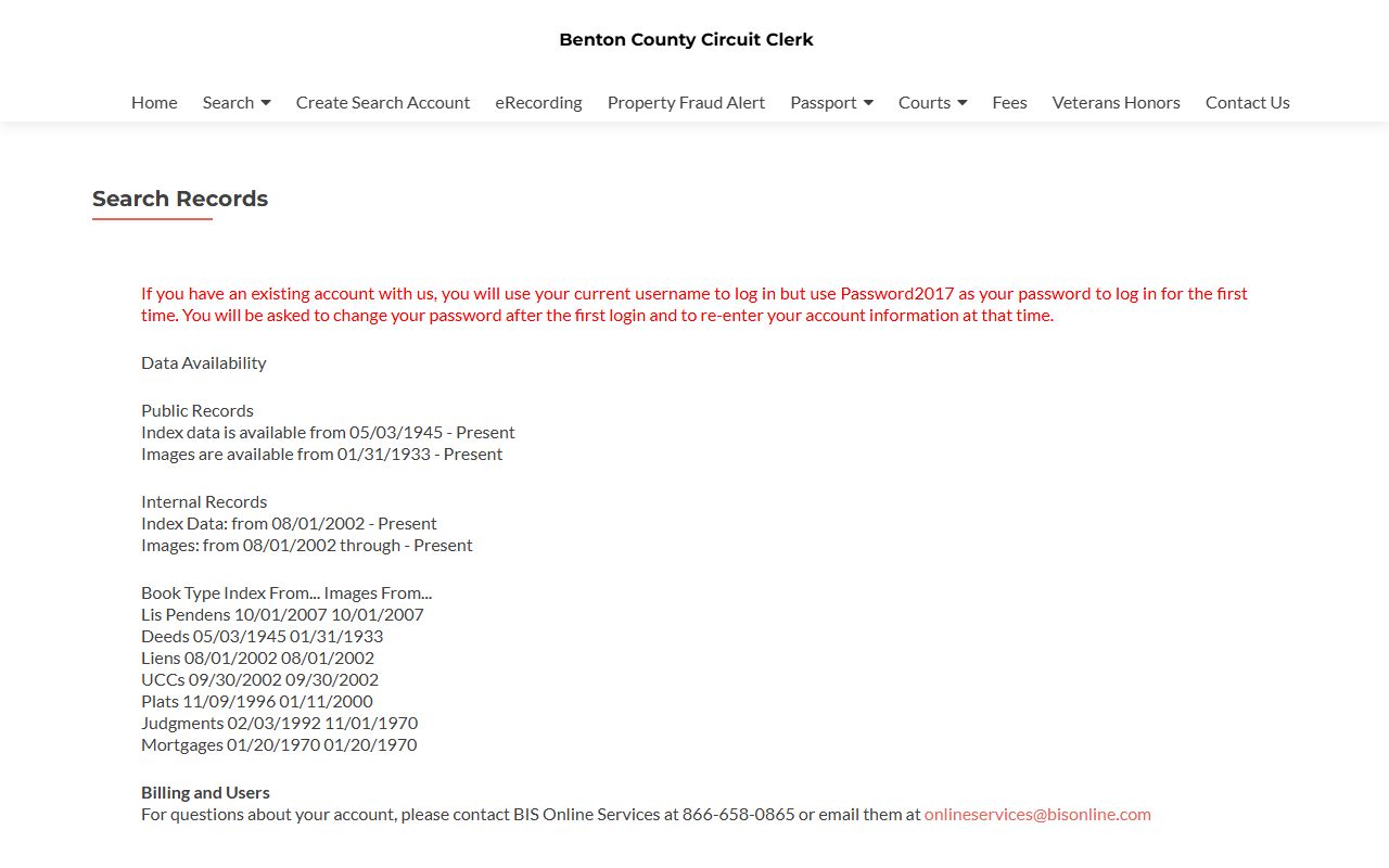 Benton County White Pages court and land records search