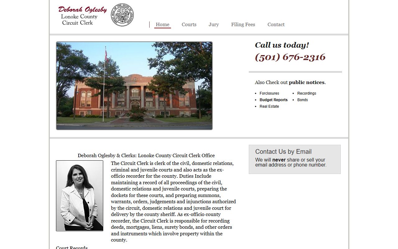 Lonoke County White Pages court and land records