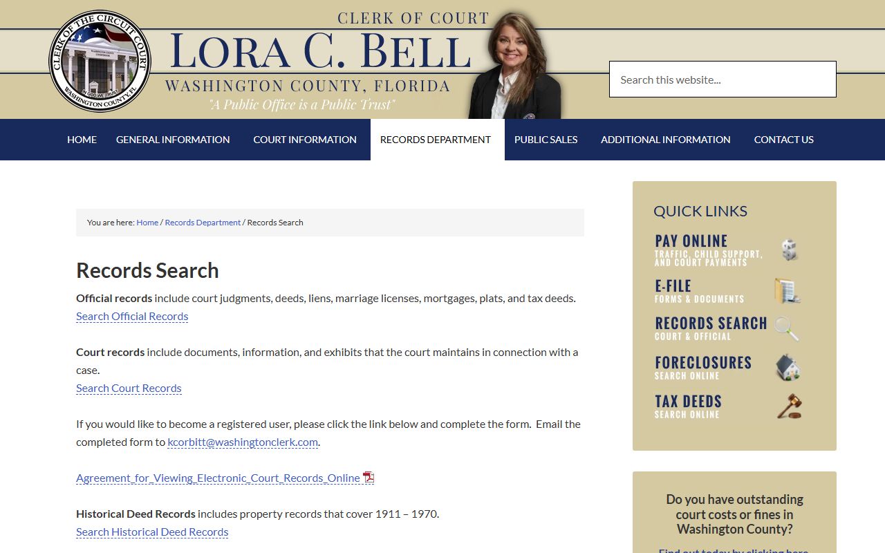 Washington County White Pages court records search